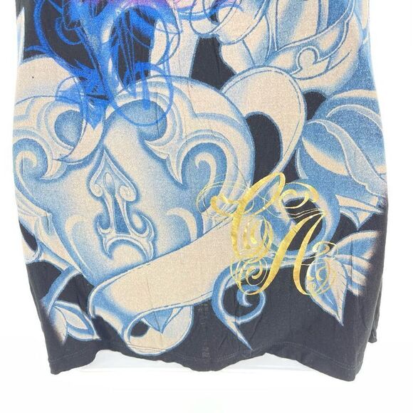 Christian Audigier ruched bling long line tank top black Extra Small - Picture 6 of 11